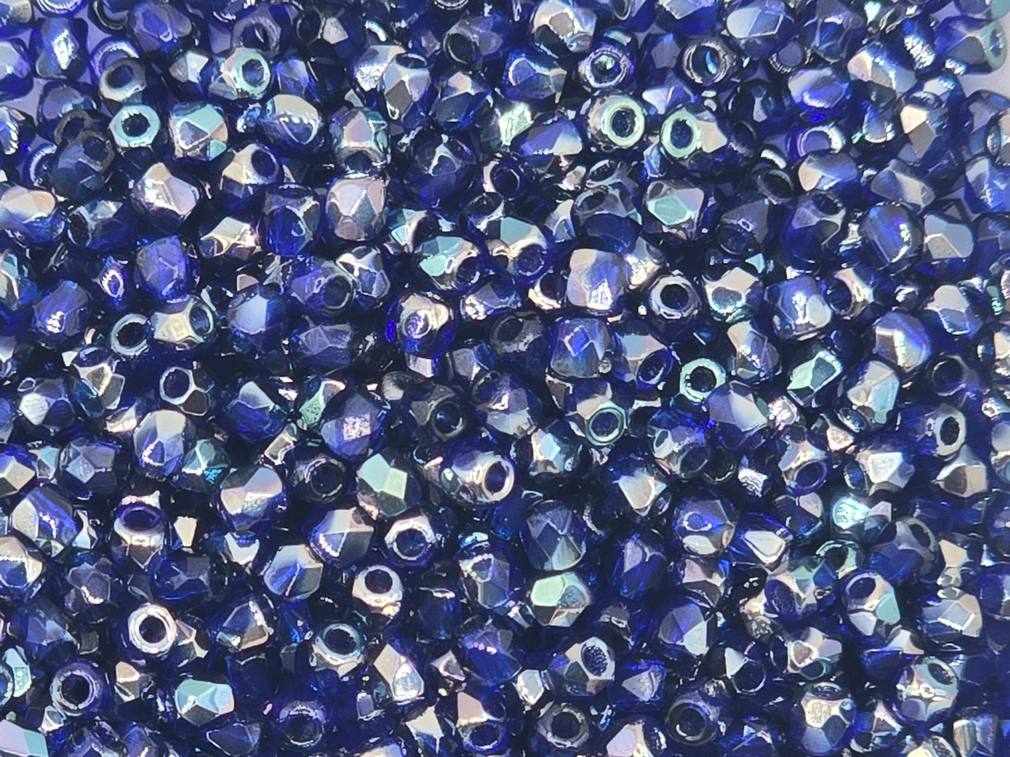 True 2 - 2mm Fire Polished Faceted Rounds - Cobalt Celsian - 100 pcs