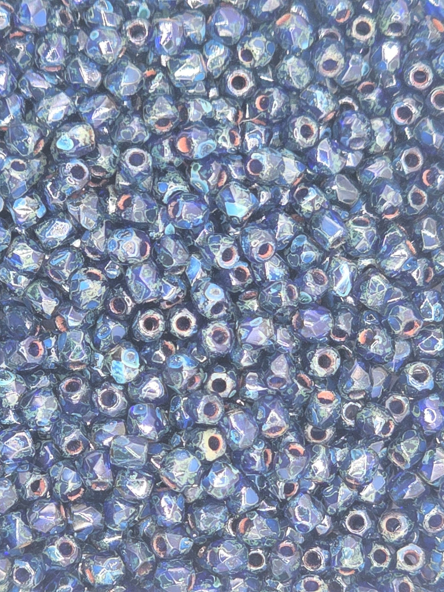 True 2 - 2mm Fire Polished Faceted Rounds - Cobalt Travertine - 100 pcs