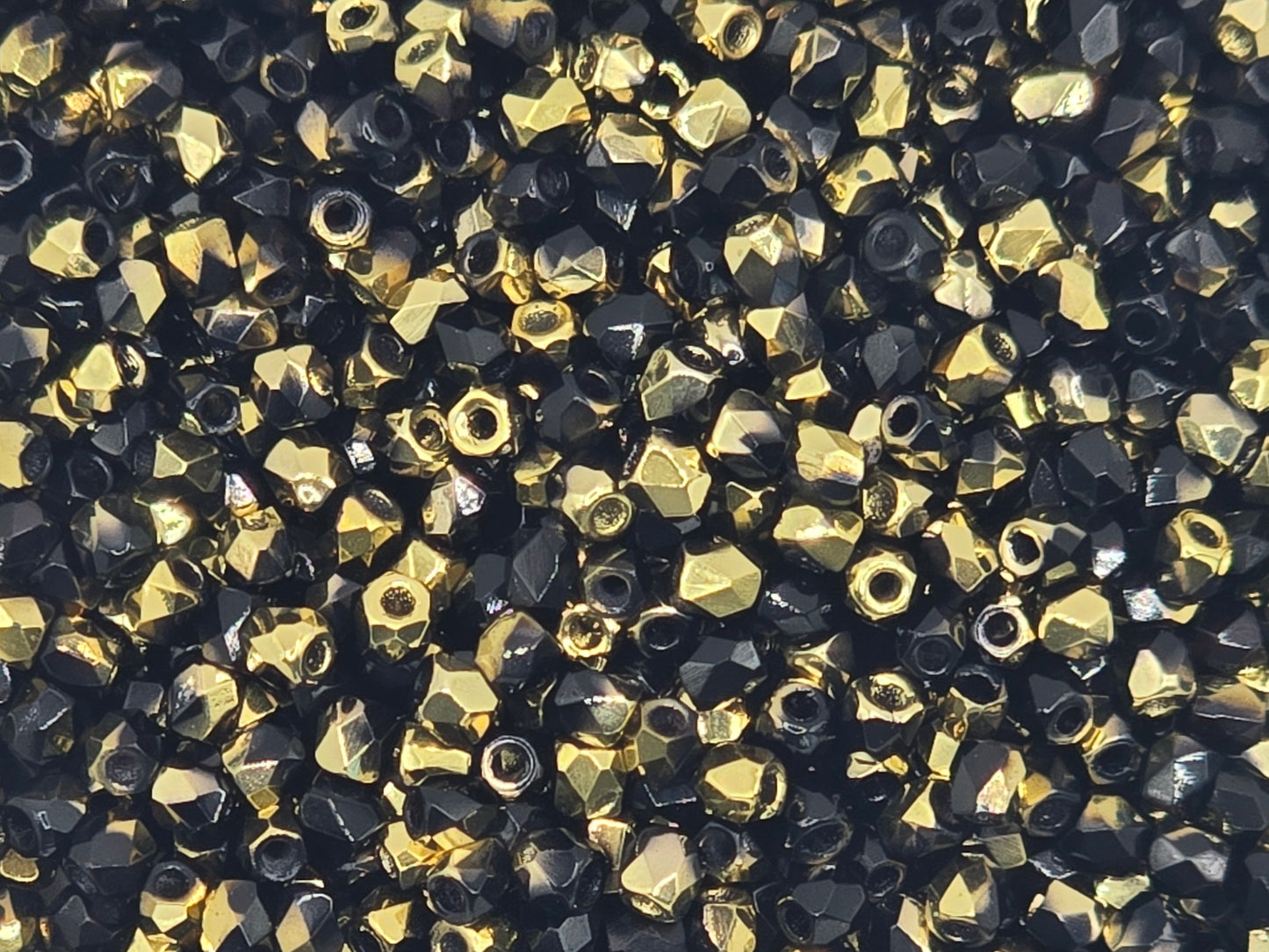 True 2 - 2mm Fire Polished Faceted Rounds - Jet Amber - 100 pcs
