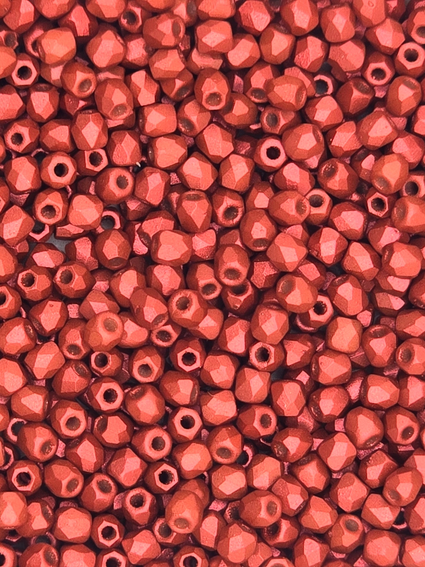 True 2 - 2mm Fire Polished Faceted Rounds - Lava Red - 100 pcs
