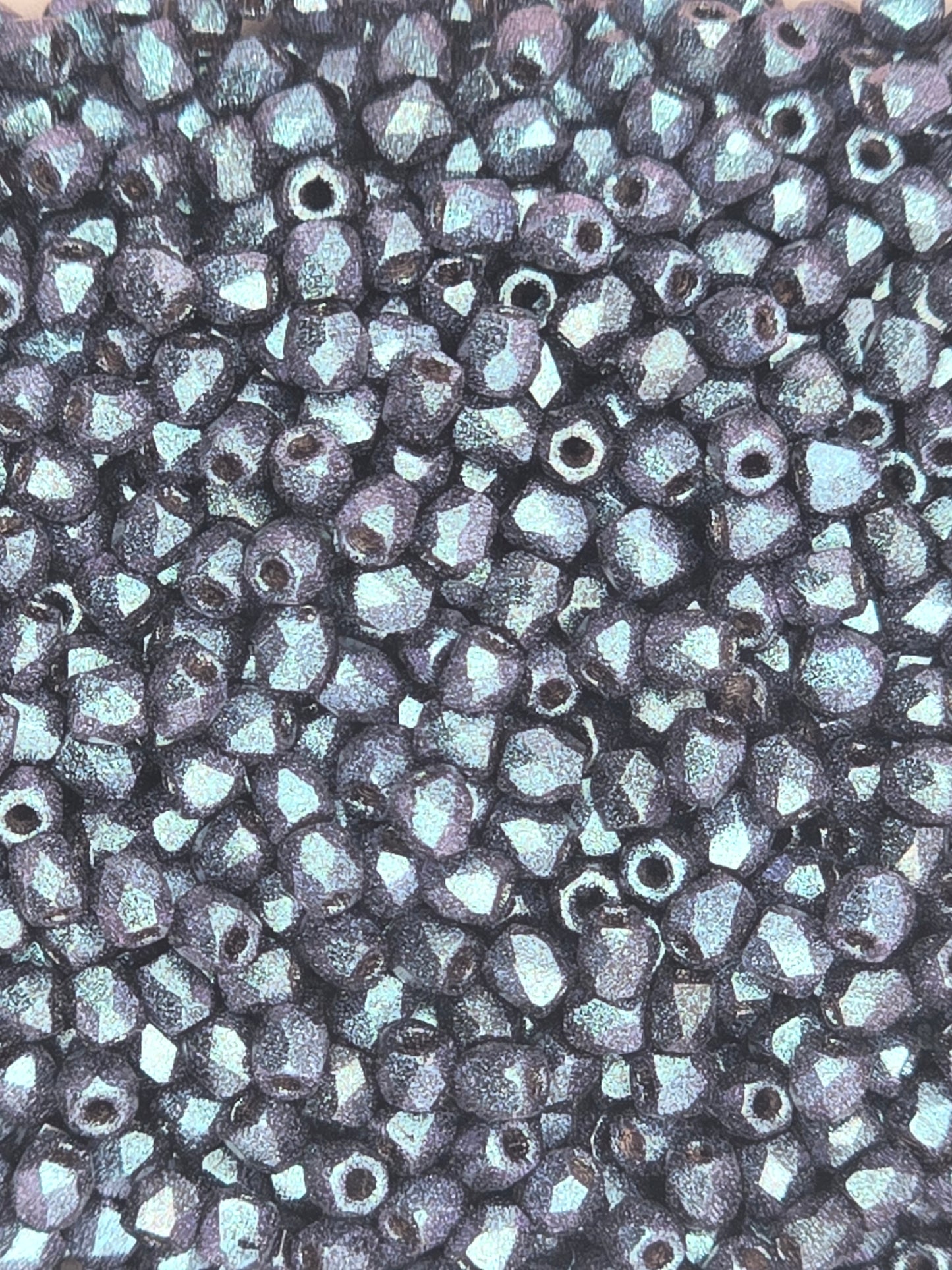 True 2 - 2mm Fire Polished Faceted Rounds - Polychrome Denim Blue - 100 pcs