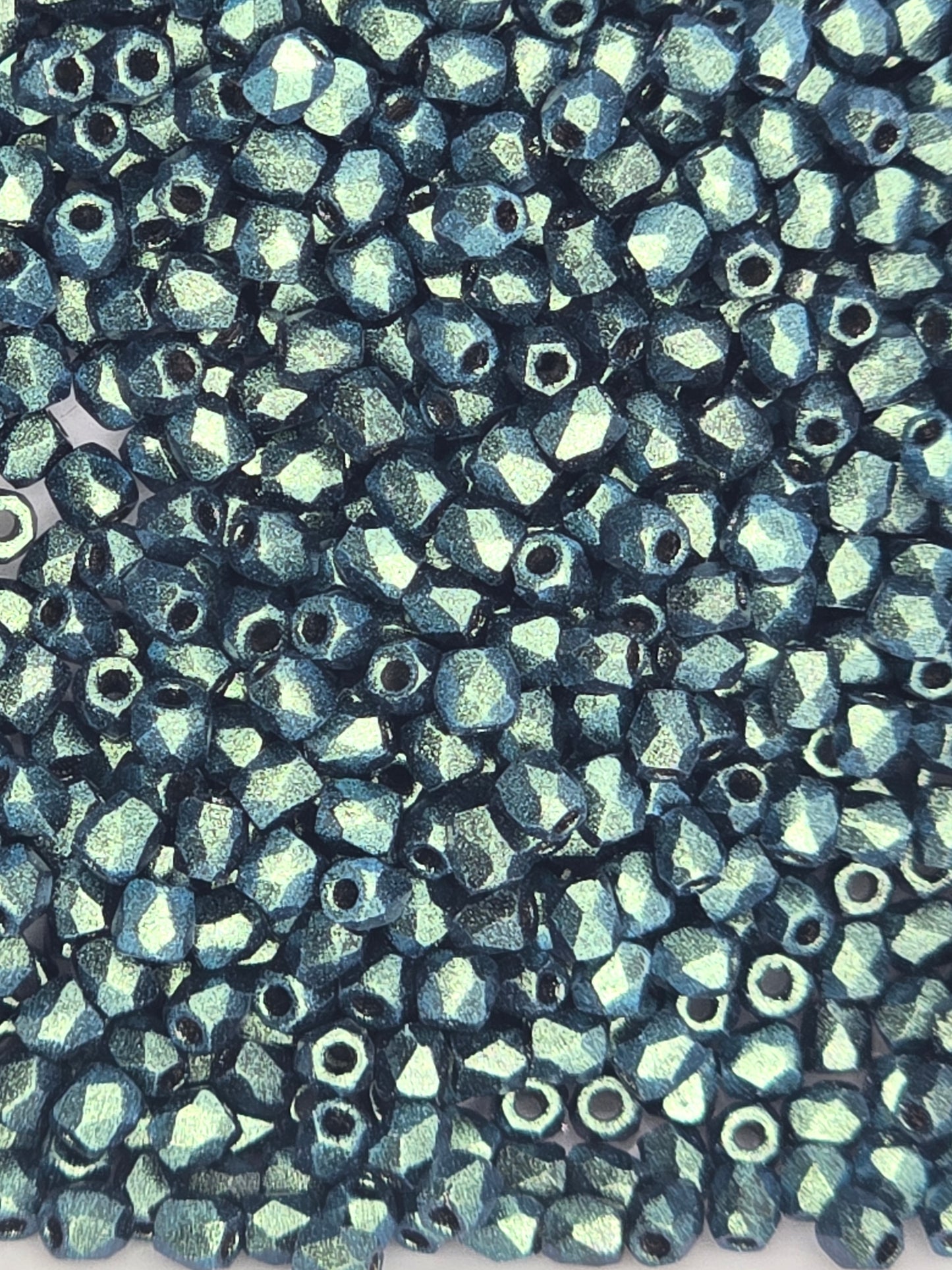 True 2 - 2mm Fire Polished Faceted Rounds - Polychrome Viridian - 100 pcs