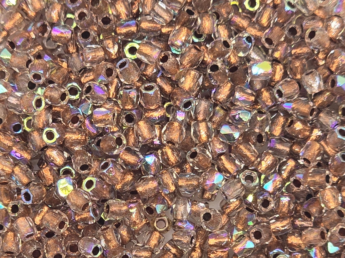 True 2 - 2mm Fire Polished Faceted Rounds - Copper Lined AB - 100 pcs