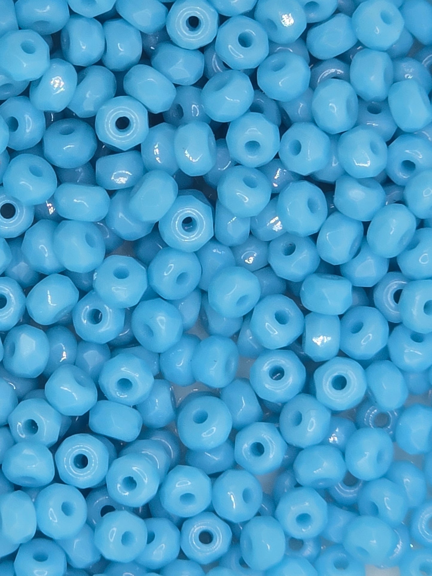 True 2 - 2x3mm Fire Polished Faceted Micro Spacers - Turquoise Blue - 100 pcs