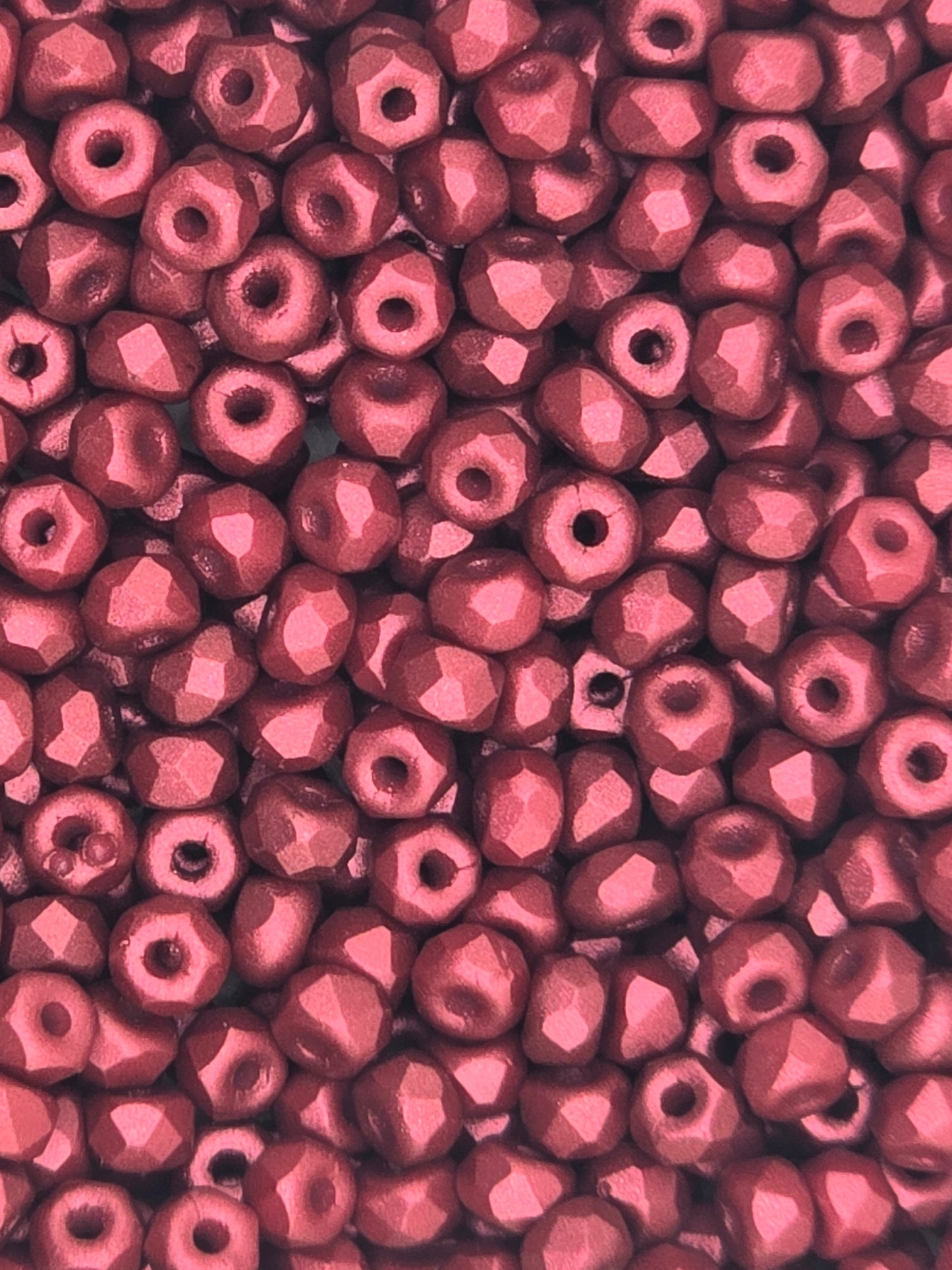 True 2 - 2x3mm Fire Polished Faceted Micro Spacers - Dark Red - 100 pcs