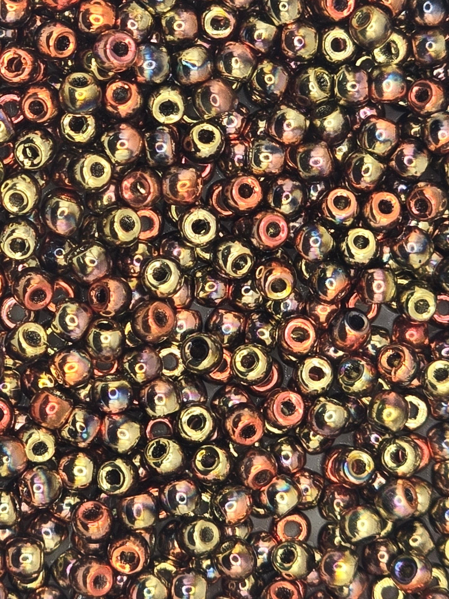 True 2 - 2mm Fire Polished Round Druks - Jet California Gold - 100 pcs