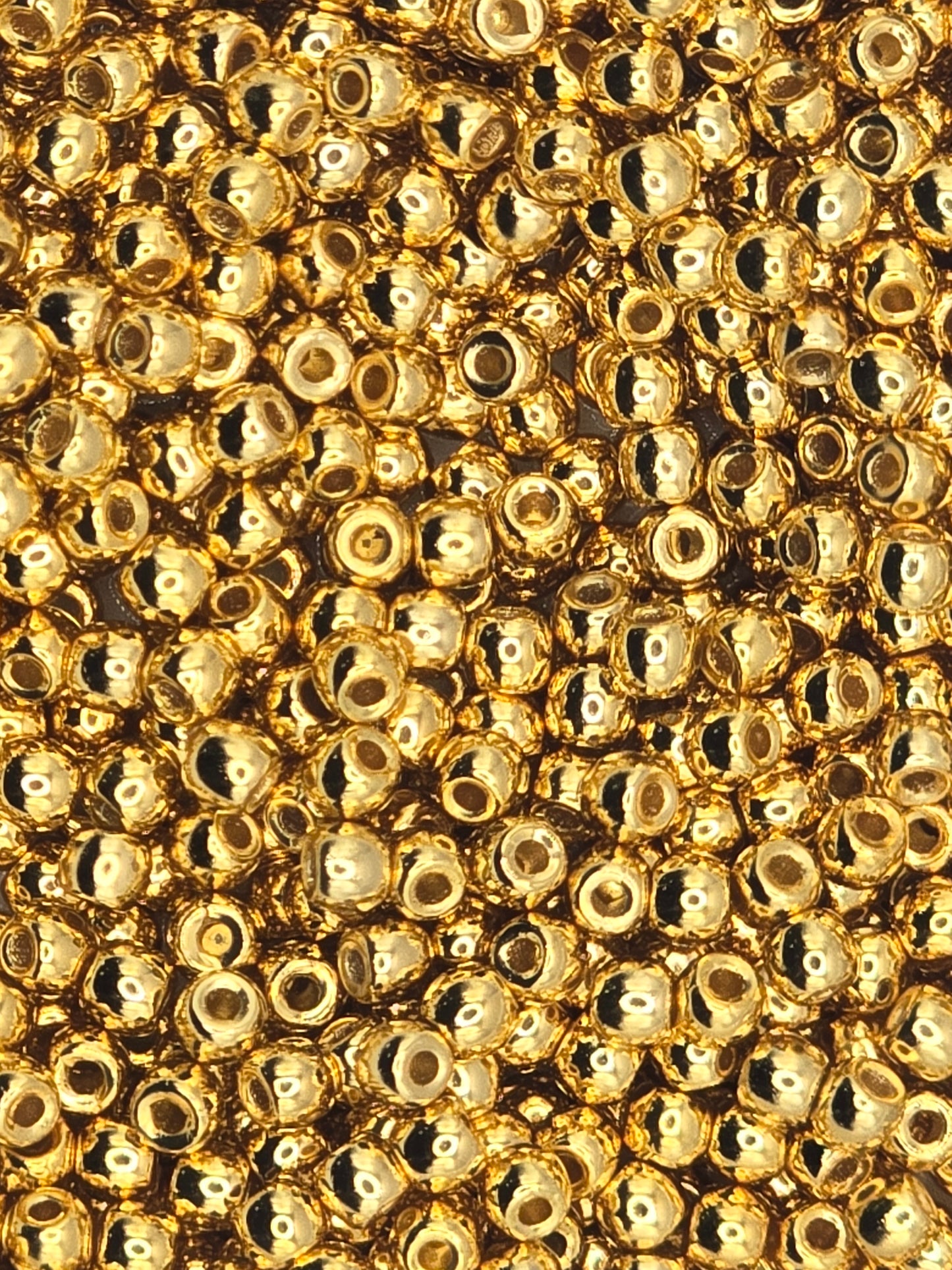 True 2 - 2mm Fire Polished Round Druks - 24 Kt Gold Plate 100 pcs