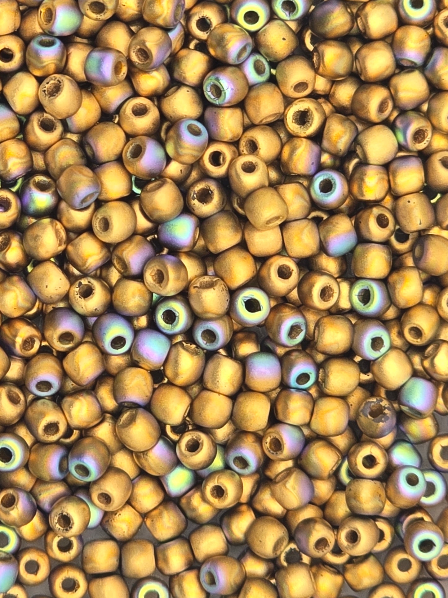 True 2 - 2mm Fire Polished Round Druks - 24 Kt Brush Gold Plate AB - 100 pcs