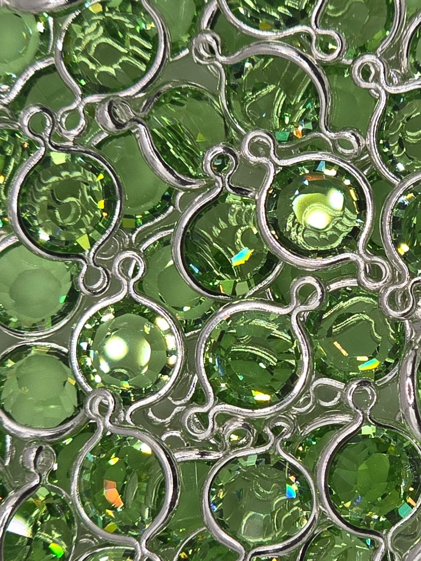 Swarovski - Channels / Links - Peridot / Rhodium - 5 pcs