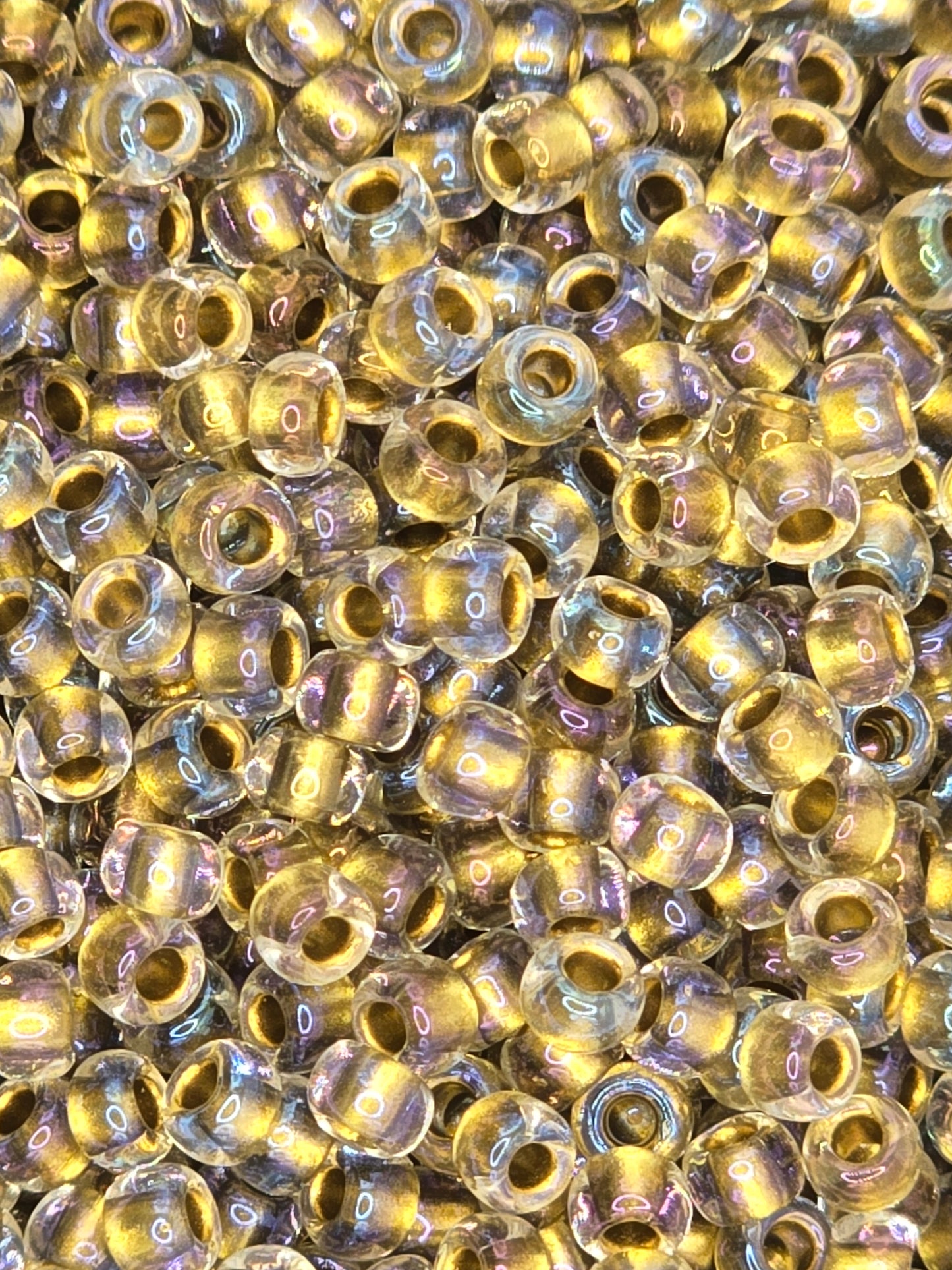 TOHO #8 Seeds - 262 - Inside Colour Crystal/Gold Lined - 10 gms