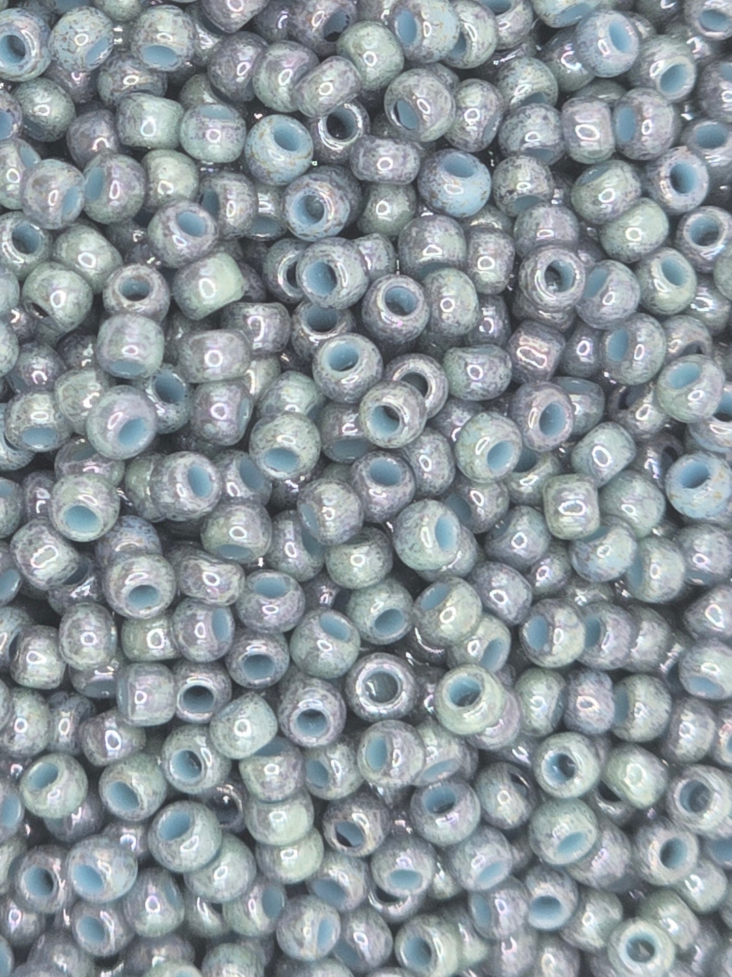 TOHO #11 Seeds - 1208 - Marbled Opaque Turquoise/Luster Transparent Blue - 10 gms