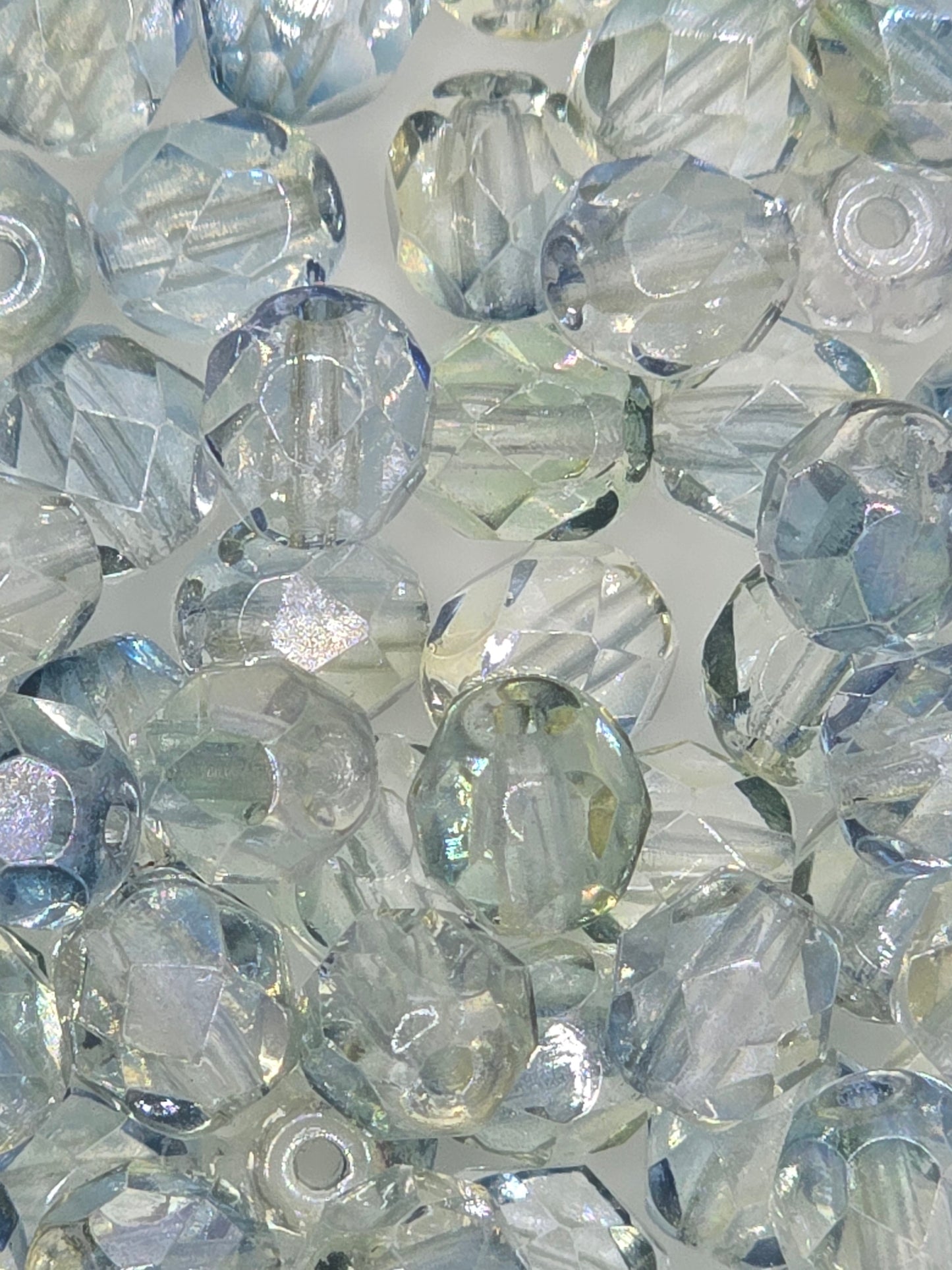 Czech 6mm Fire Polish Facet Rounds - Sapphire/Lime - 25 pcs