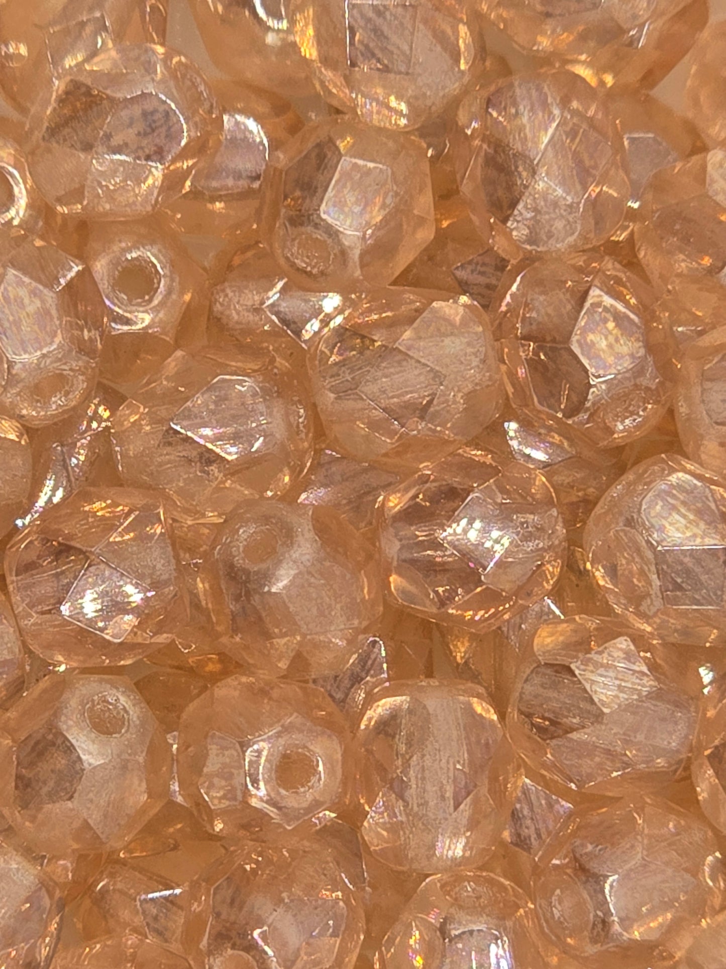 Czech 6mm Fire Polish Facet Rounds - Luster Rosaline - 25 pcs
