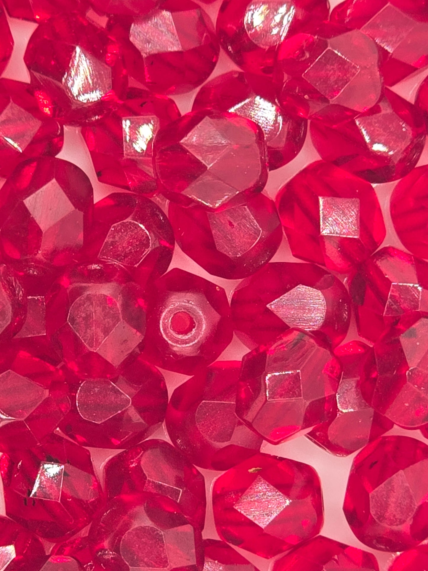 Czech 6mm Fire Polish Facet Rounds - Ruby Red - 25 pcs