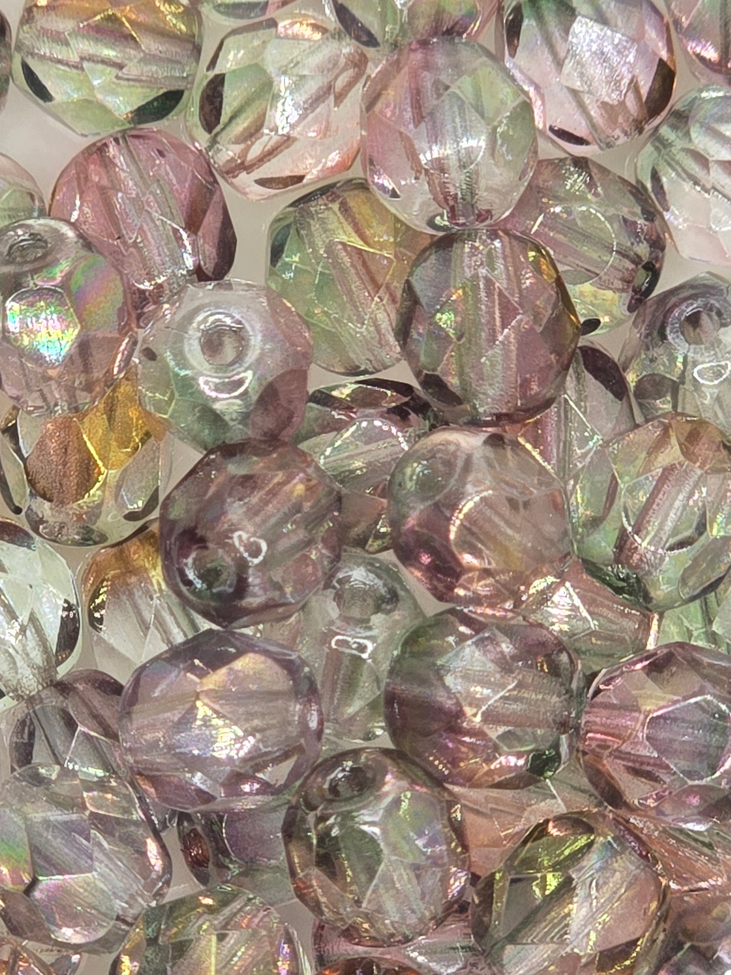 Czech 6mm Fire Polish Facet Rounds - Amethyst/Aurum - 25 pcs