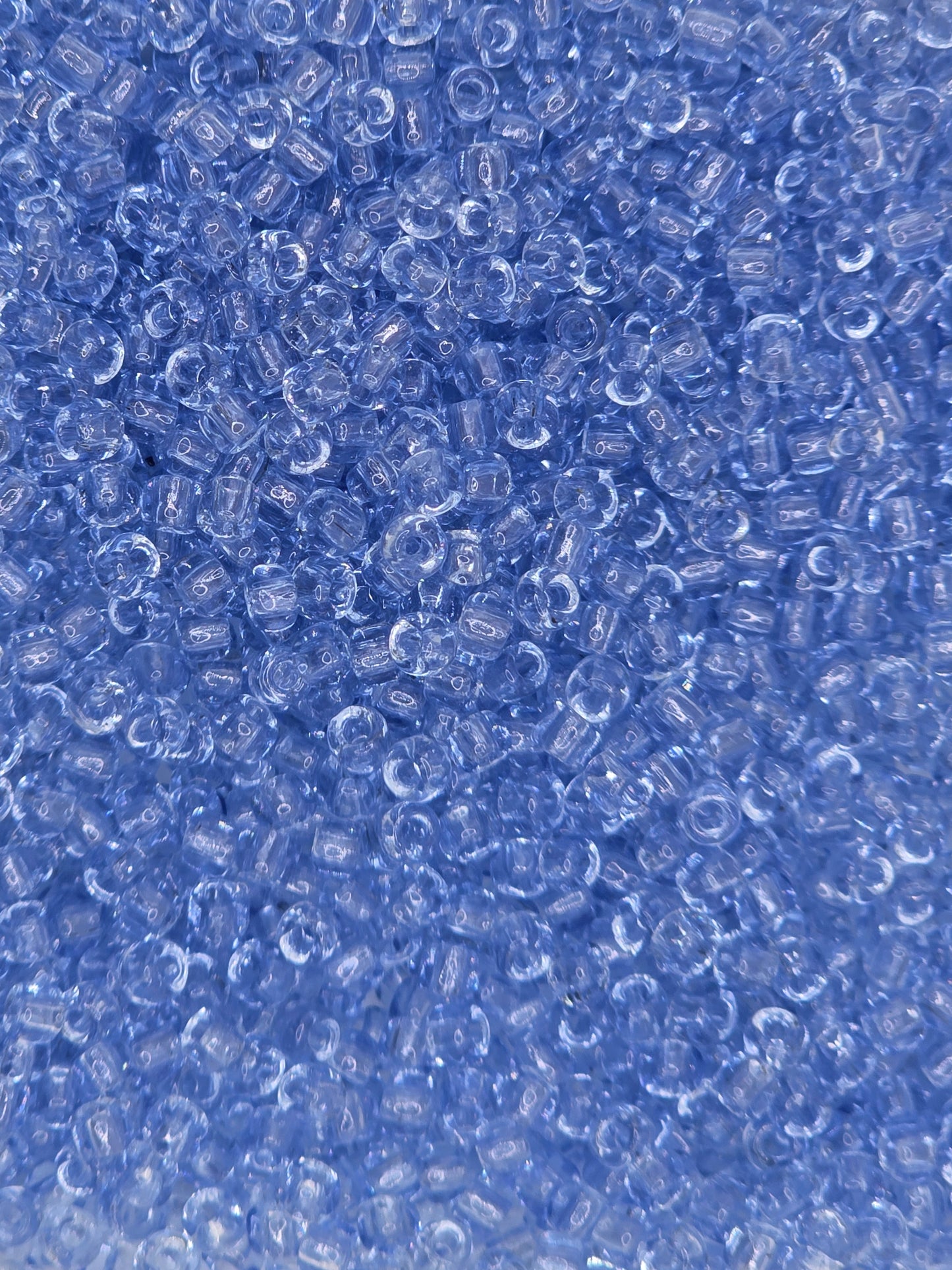 Czech #8 Seed Beads - Transparent Light Blue - 10 grams