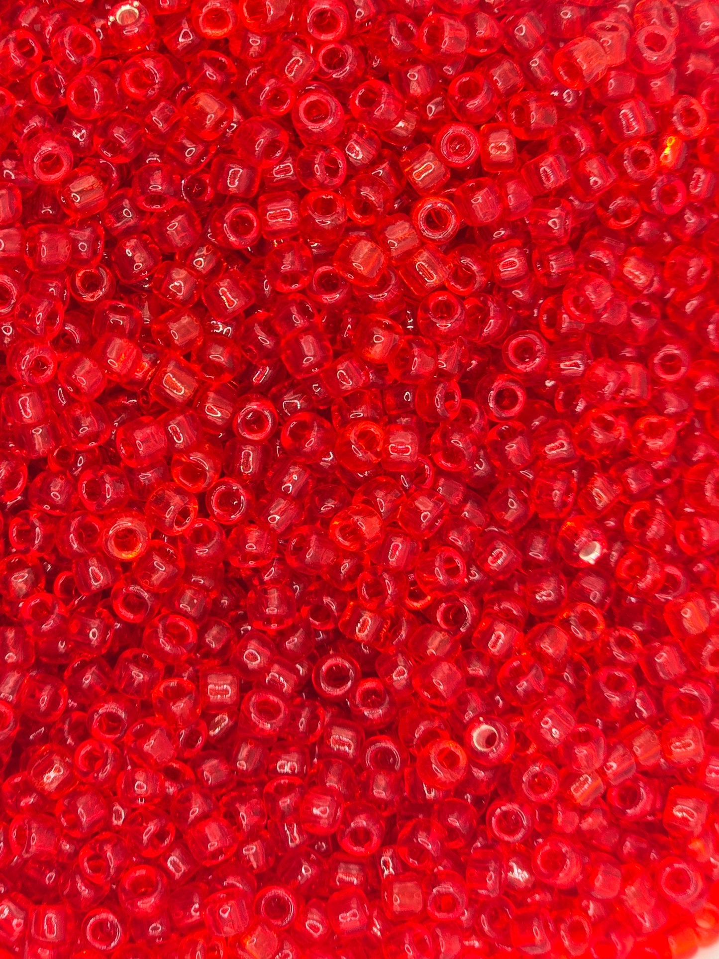 Czech #8 Seed Beads - Transparent Red - 10 grams