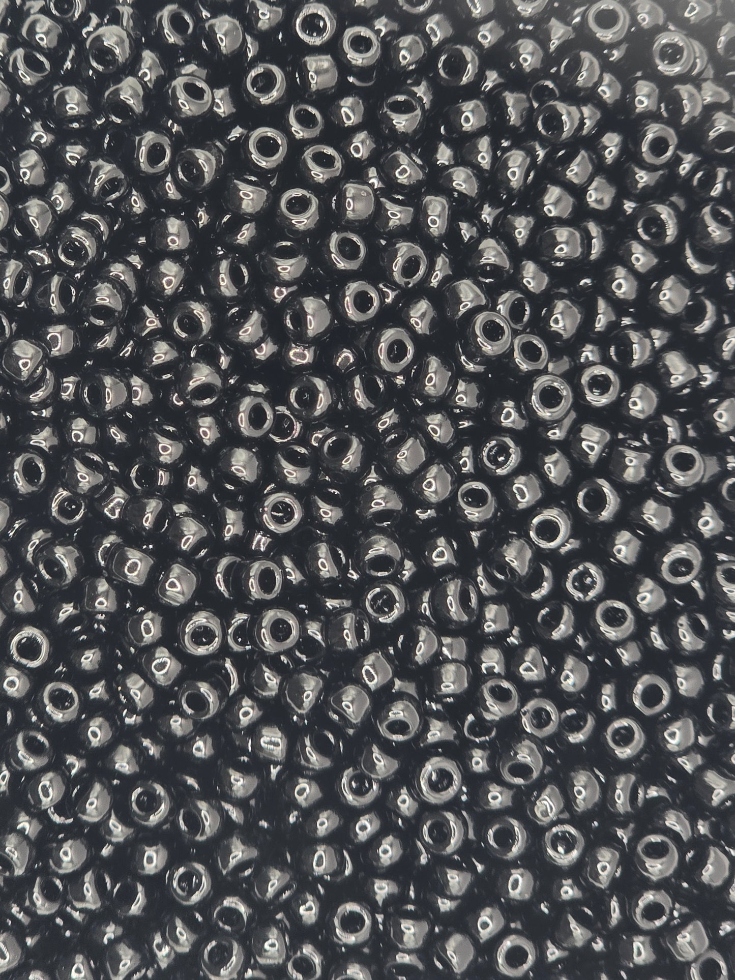 Czech #8 Seed Beads - Opaque Black - 10 grams