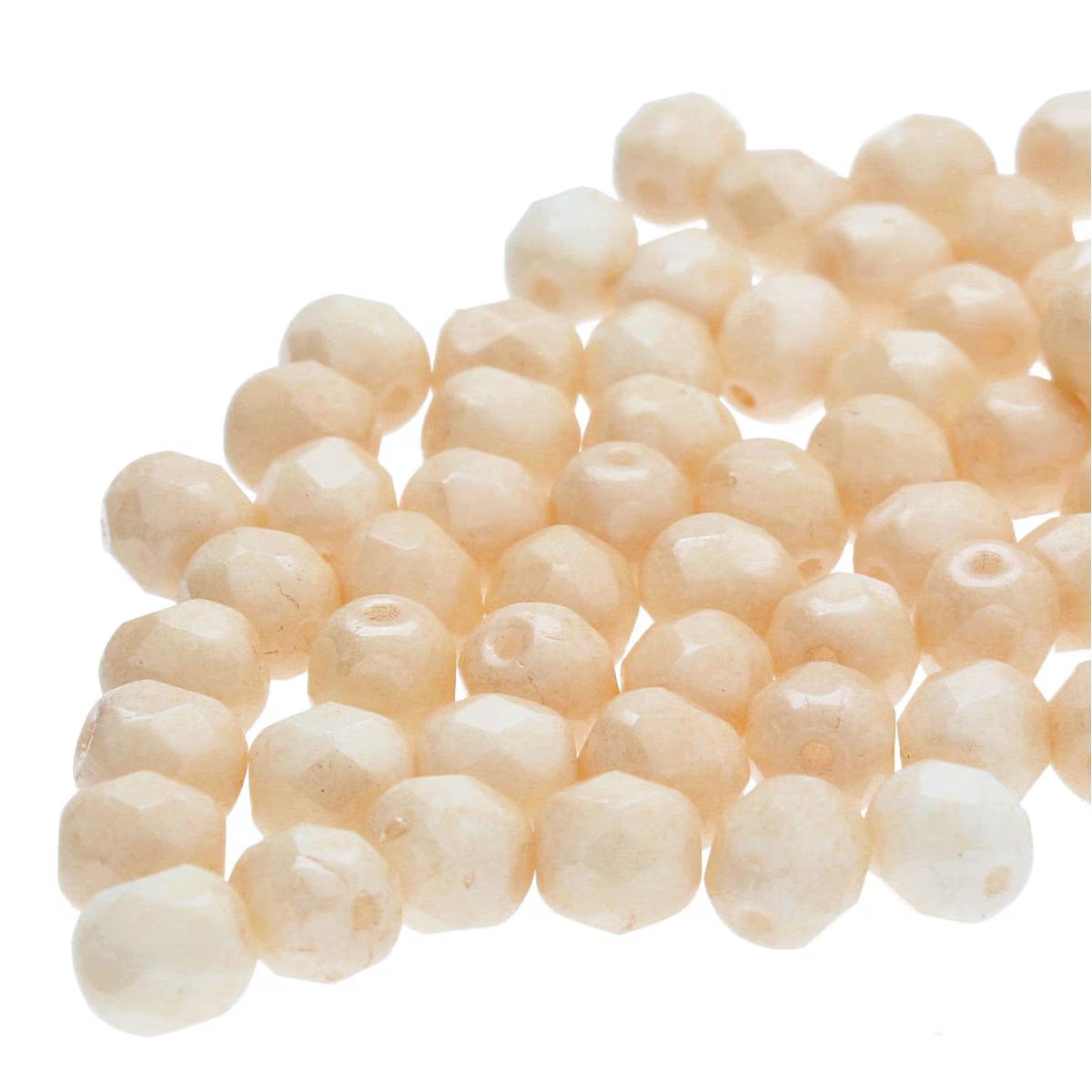 Preciosa - 4mm Fire Polished Facet Rounds - Chalk Beige Luster - Pack 50 beads
