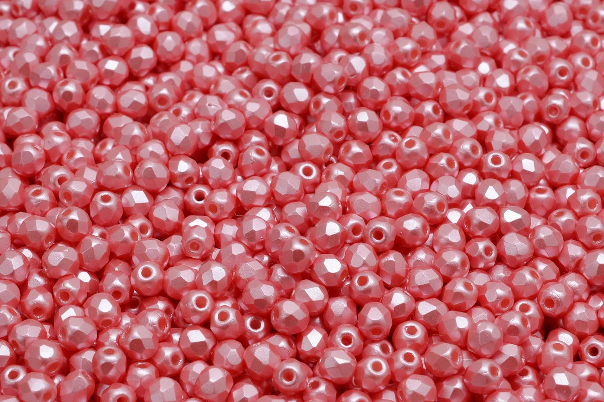 True 2 - 2mm Fire Polished Faceted Rounds - Pastel Light Coral - 100 pcs