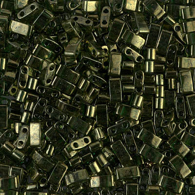 MIYUKI Half Tila Bead - HTL 306 - Olive Green Gold Luster - 10 gms