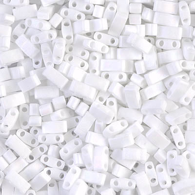 MIYUKI Half Tila Bead - HTL 402FR - Unicorn Matte White AB - 10 gms
