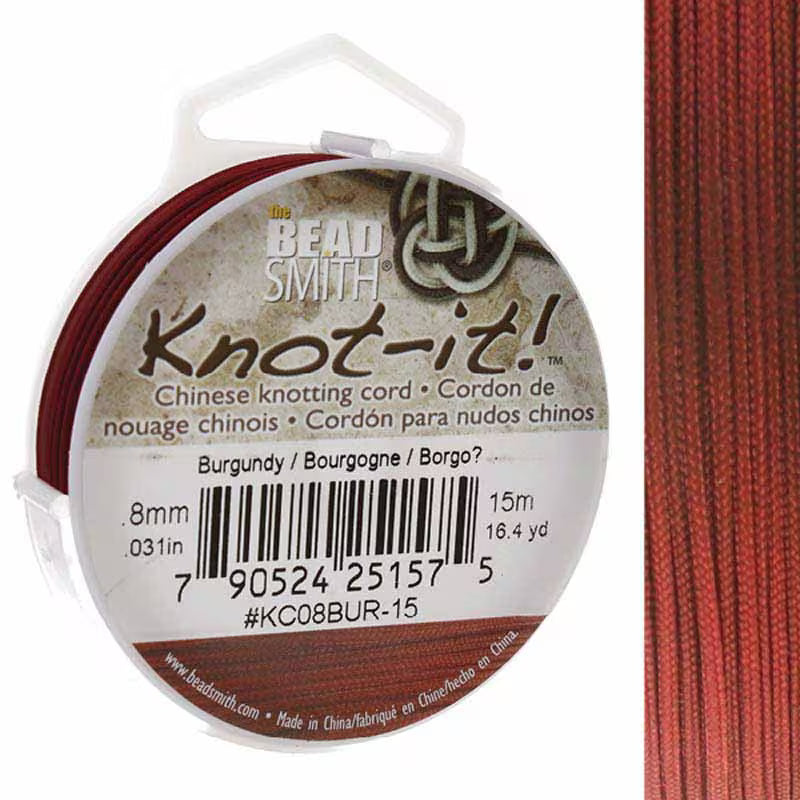 Knot-it - Beading Cord - 0.8mm - 15 Metre Roll - Burgundy