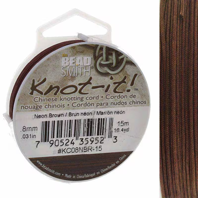 Knot-it - Beading Cord - 0.8mm - 15 Metre Roll - Neon Brown