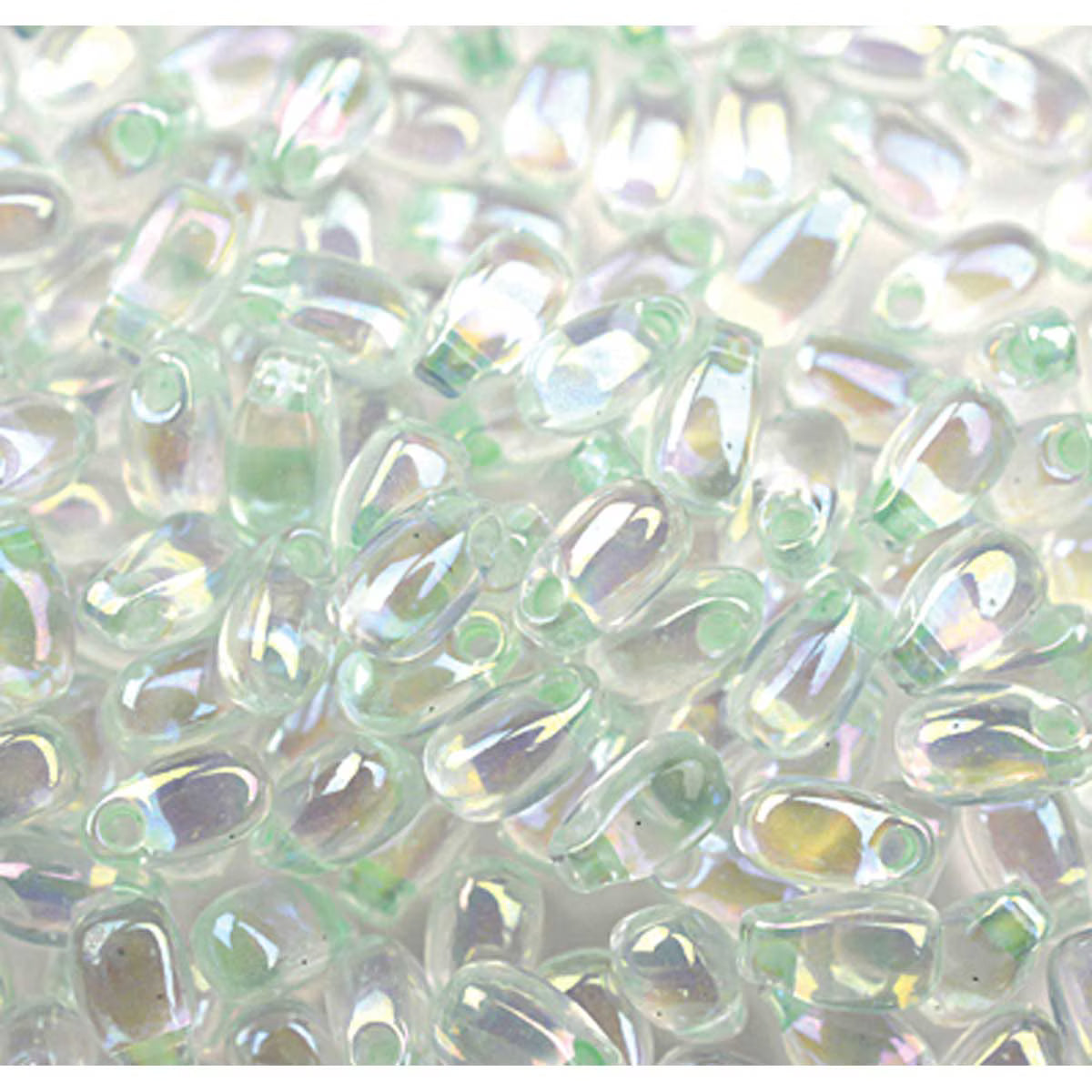 Miyuki Long Drops - 3 x 5.5mm - Light Mint Green Lined Crystal AB - 10 grams