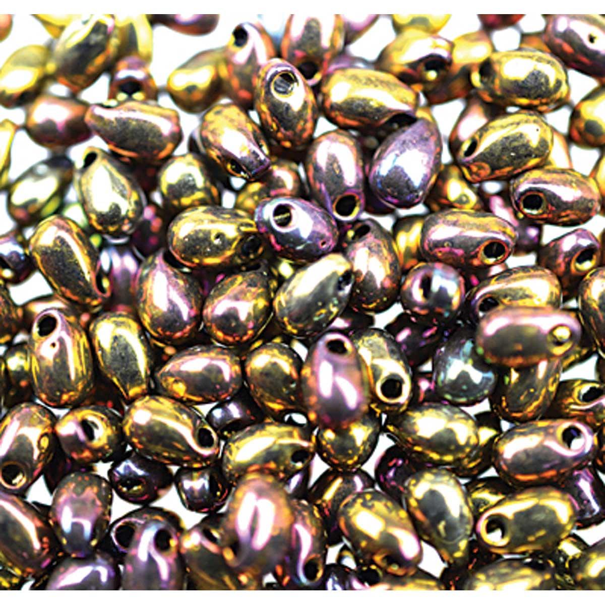 Miyuki Long Drops - 3 x 5.5mm - Gold Violet Metallic - 10 grams