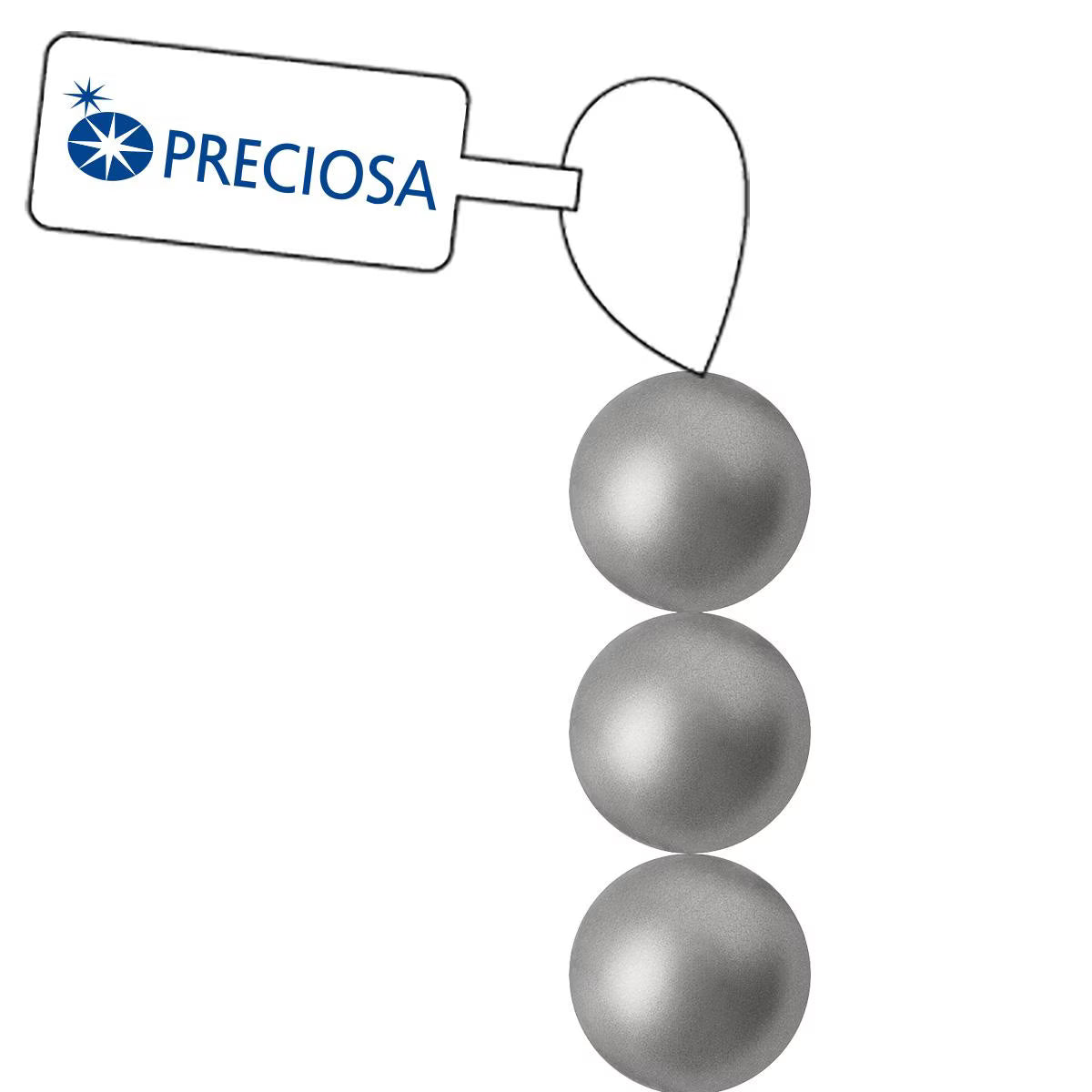 PRECIOSA 4mm Pearls - Dark Grey - 1 Strand - 31 pcs