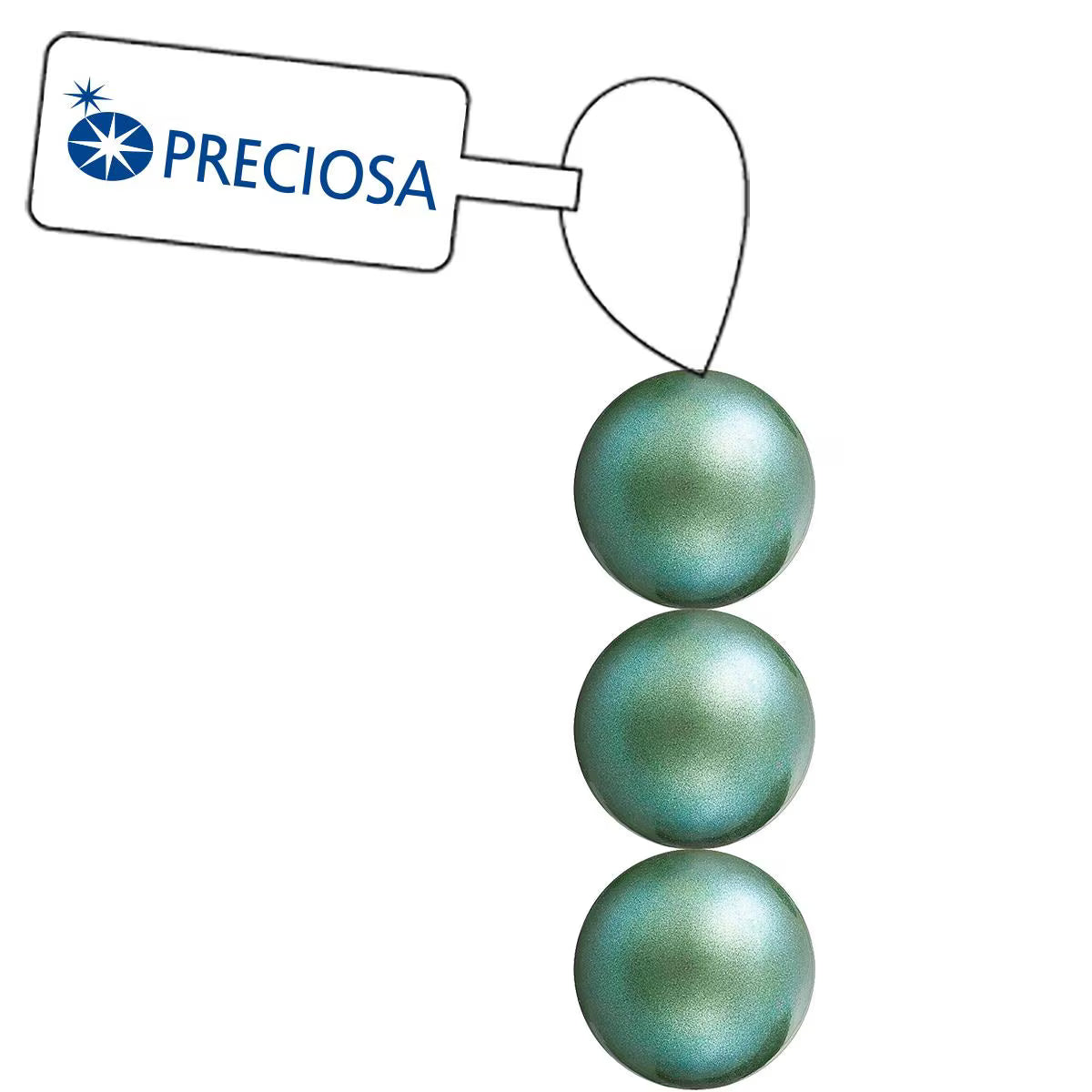 PRECIOSA 4mm Pearls - Pearlescent Green - 1 Strand - 31 pcs
