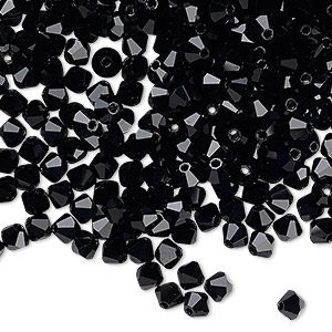 PRECIOSA 4mm Bicones - Jet - 144 pcs ( 1 gross)