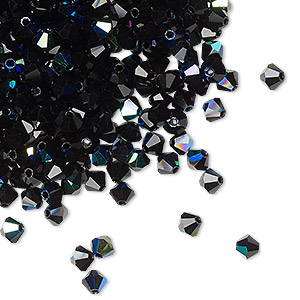 PRECIOSA 4mm Bicones - Jet AB - 144 pcs ( 1 gross)