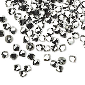 PRECIOSA 4mm Bicones - Jet Light Hematite Full Coating - 144 pcs ( 1 gross)