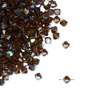 PRECIOSA 4mm Bicones - Smoky Topaz AB - 144 pcs ( 1 gross)