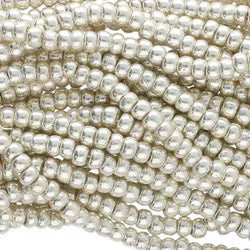 Preciosa #11 Seed Bead Hanks - Bright Silver Metallic - 18 grams