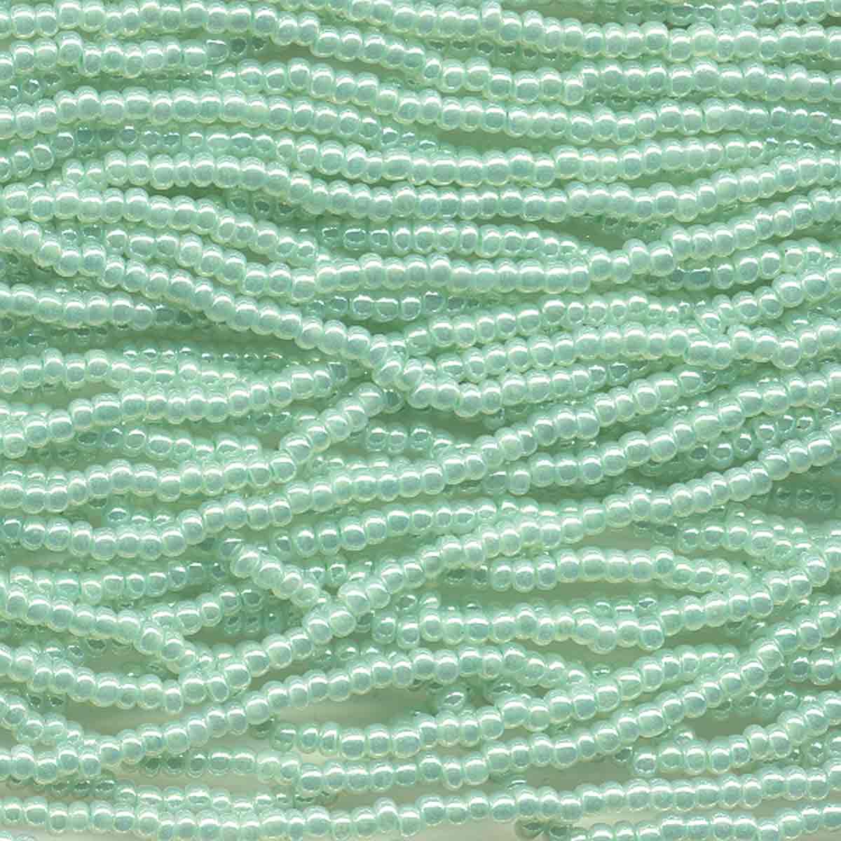 Preciosa #11 Seed Bead Hanks - Light Green Ceylon - 18 grams