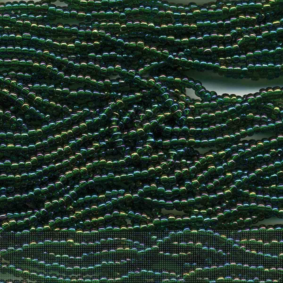 Preciosa #11 Seed Bead Hanks - Green Transparent AB - 18 grams