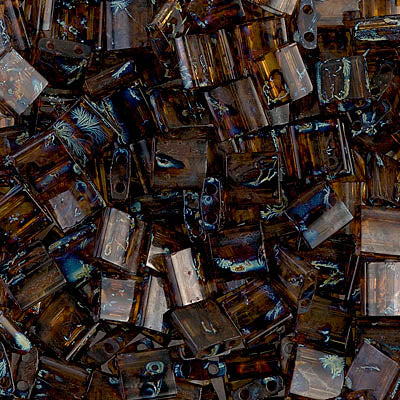 MIYUKI Full Tila Bead - TL4502 Transparent Dark Amber Picasso - 10 gms