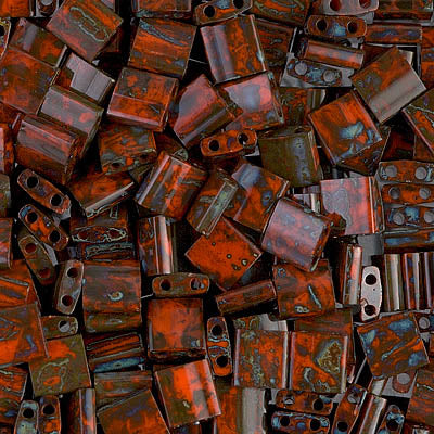 MIYUKI Full Tila Bead - TL4520 Opaque Orange Picasso - 10 gms