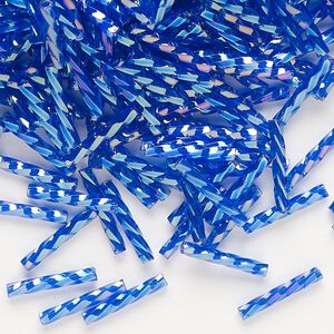 Matsuno 12mm Twisted Bugles - Transparent Rainbow Dark Blue - 10 grams