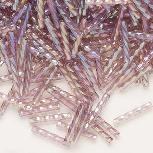 Matsuno 12mm Twisted Bugles - Transparent Rainbow Light Purple - 10 grams