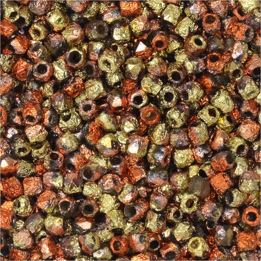 True 2 - 2mm Fire Polished Faceted Rounds - Etched California Gold Rush - 100 pcs