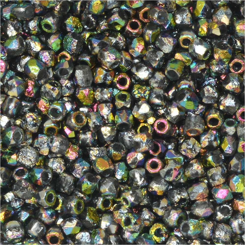 True 2 - 2mm Fire Polished Faceted Rounds - Etched Full Vitrail - 100 pcs
