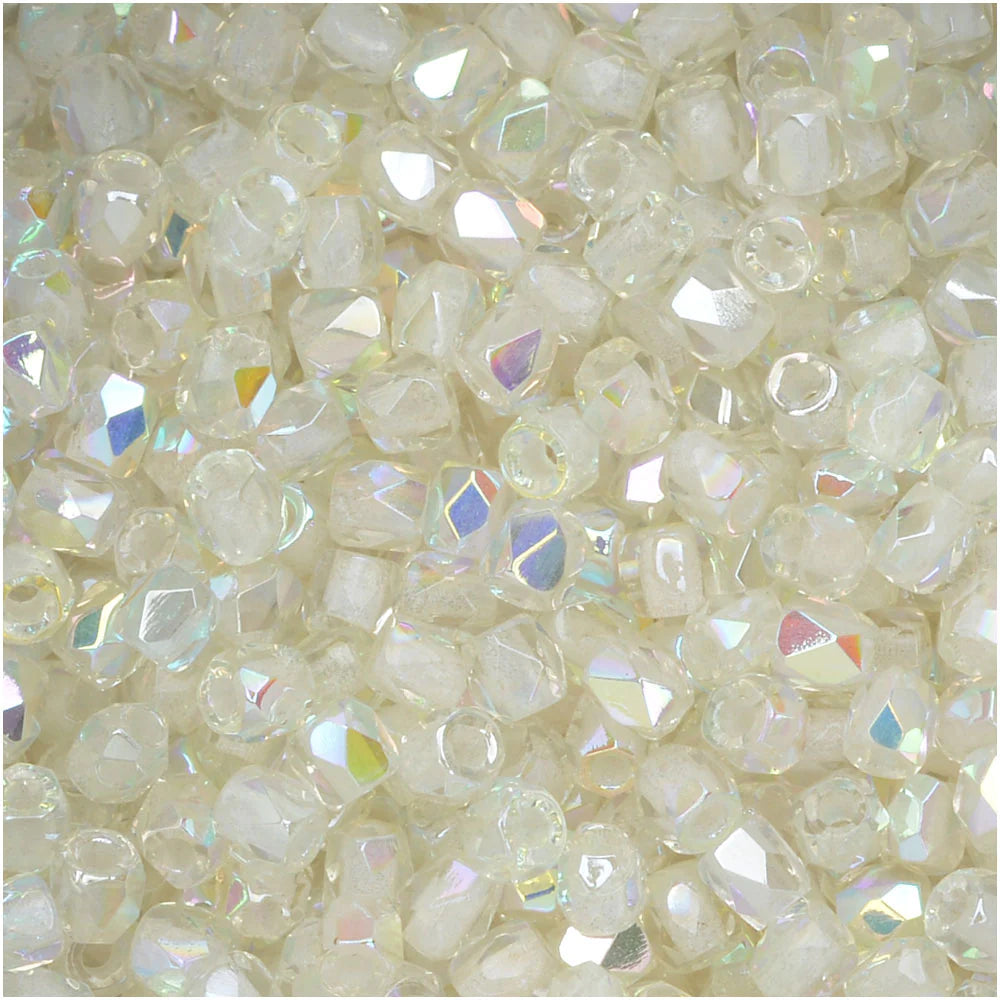True 2 - 2mm Fire Polished Faceted Rounds - Crystal Green Rainbow - 100 pcs
