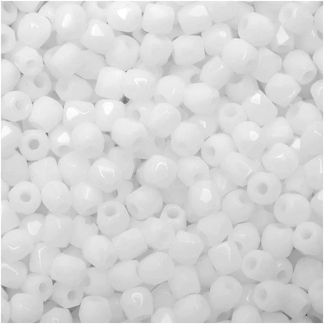 True 2 - 2mm Fire Polished Faceted Rounds - Chalk White - 100 pcs