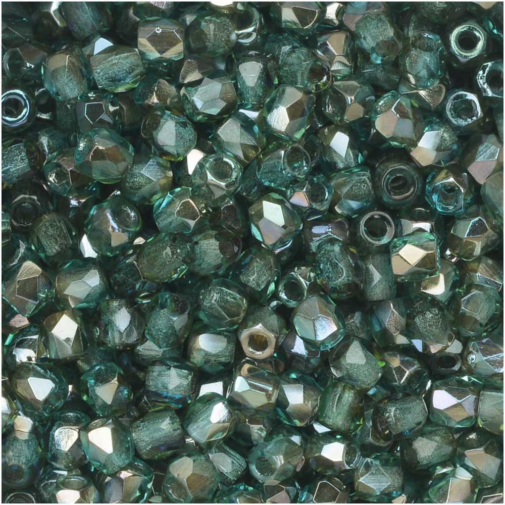 True 2 - 2mm Fire Polished Faceted Rounds - Aqua Celsian - 100 pcs