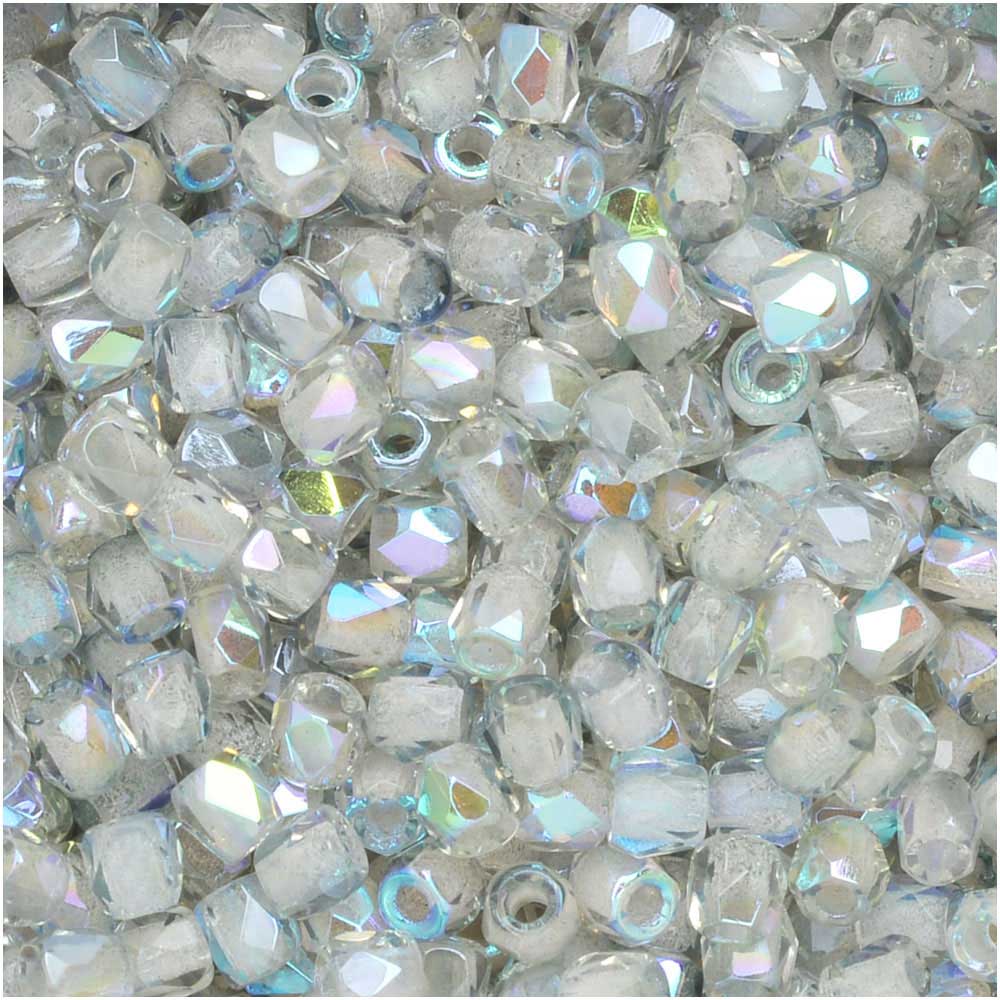 True 2 - 2mm Fire Polished Faceted Rounds - Crystal Blue Rainbow - 100 pcs