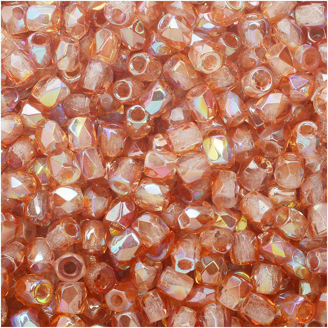 True 2 - 2mm Fire Polished Faceted Rounds - Orange Rainbow - 100 pcs
